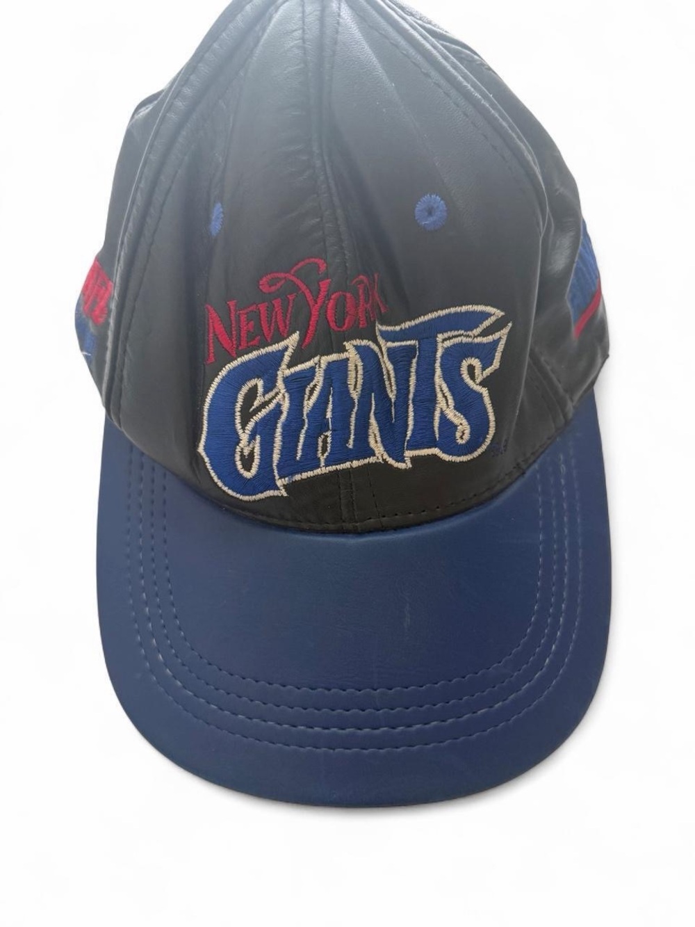 Vintage 90s New York Giants Leather Snapback Cap NFL Made USA Retro Streetwear